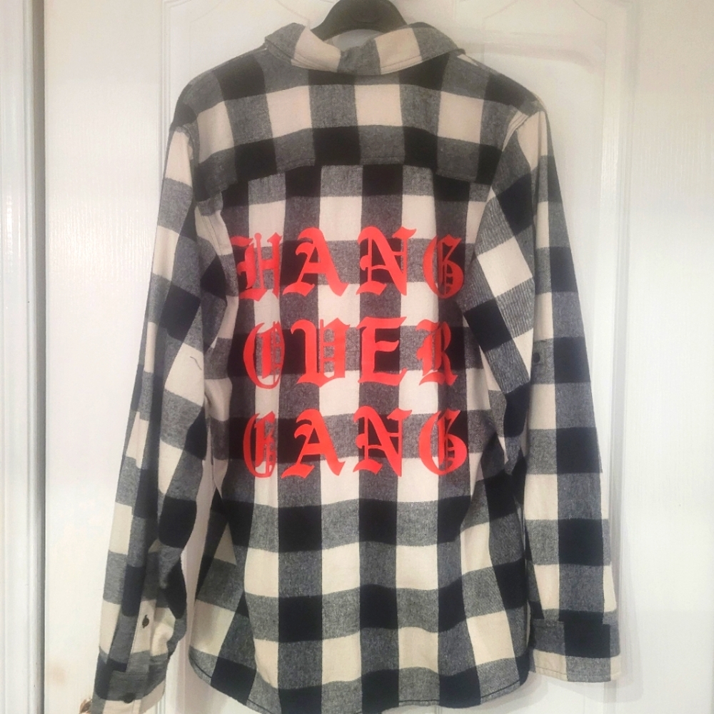 Rapper Tom Macdonald Hang Over Gang Buffalo Check Fleece Button Down Shirt.